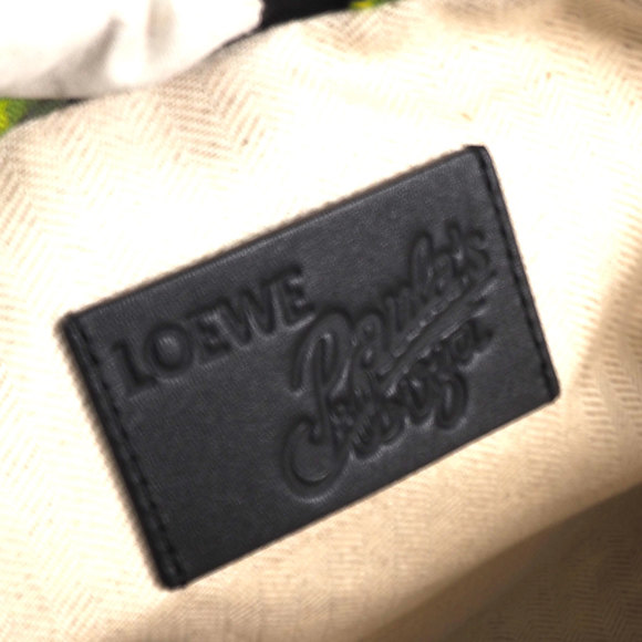 Loewe Drawstring Pouch Cactus Pattern Canvas Leather Black Yellow - Picture 7 of 8